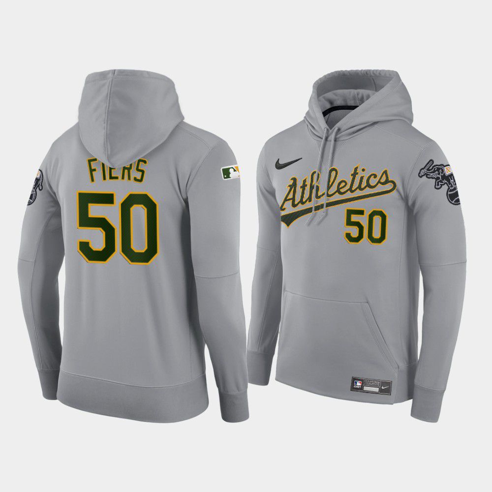 Men Oakland Athletics #50 Fiers gray road hoodie 2021 MLB Nike Jerseys->oakland athletics->MLB Jersey